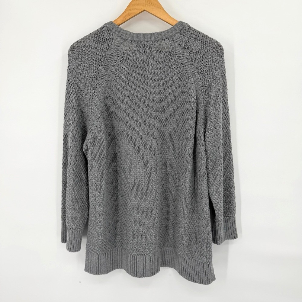 Old Navy Womens Size Large Crew Neck Fisherman Sweater Long Sleeve Knit Gray - Picture 3 of 8